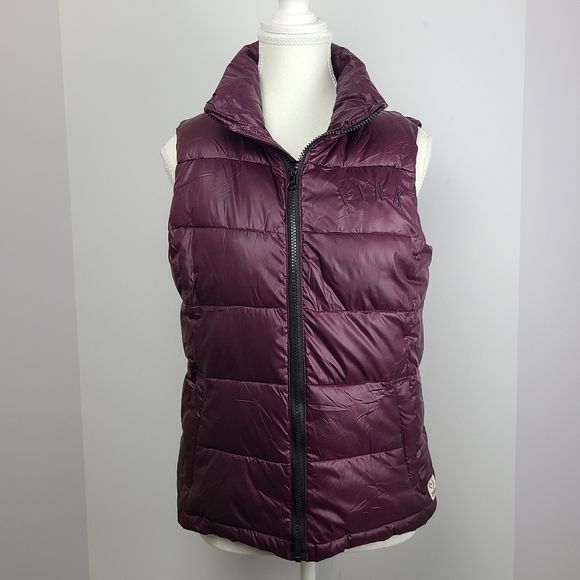 PINK Victoria's Secret maroon zip-up puffer vest, Sz XS (PTP 18.5") - Picture 1 of 9